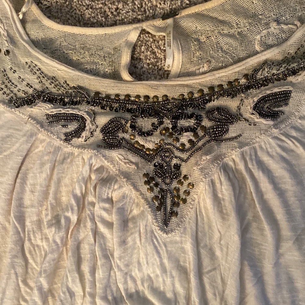 Free People beaded long sleeve top